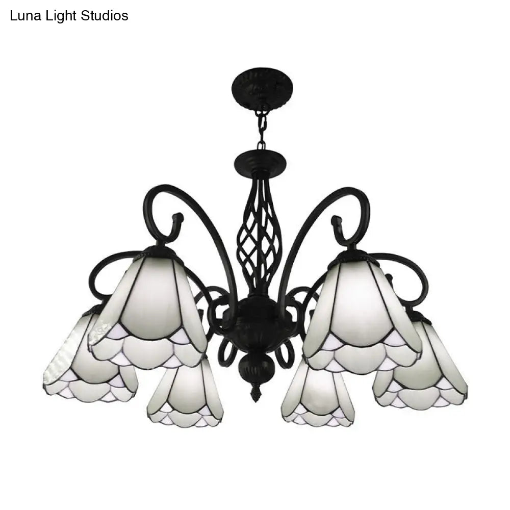 Lámpara de araña barroca negra en forma de cono con 5/6/8 luces colgantes de cristal blanco/azul para sala de estar