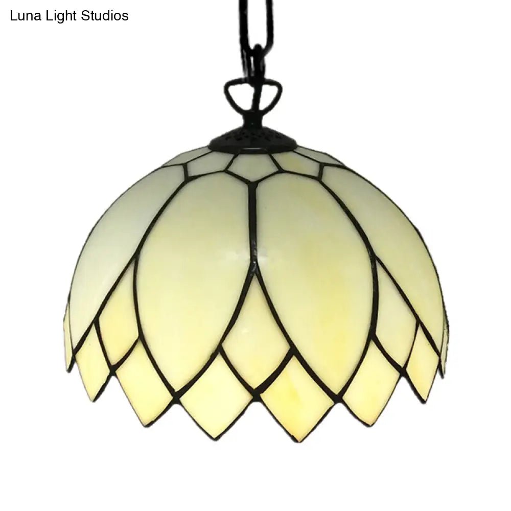 Baroque Black Pendant Lighting with Blossom Beige Glass Shade - Stylish Kitchen Ceiling Fixture