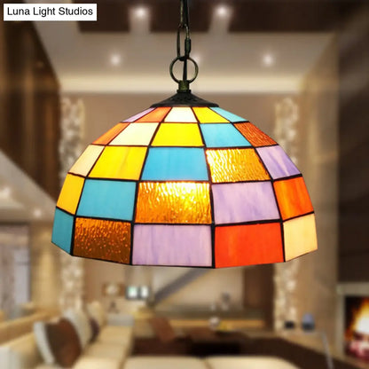 Baroque Black Pendant with Orange Cut Glass Shade - Elegant Light Fixture for Living Room Ceiling