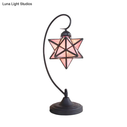 Lámpara de noche barroca con pentagrama negro - 1 cabezal, luz de mesa de noche de cristal para mesilla de noche en rosa/amarillo/azul