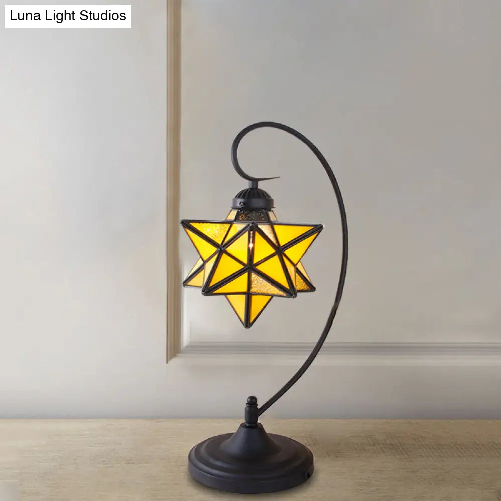 Lámpara de noche barroca con pentagrama negro - 1 cabezal, luz de mesa de noche de cristal para mesilla de noche en rosa/amarillo/azul