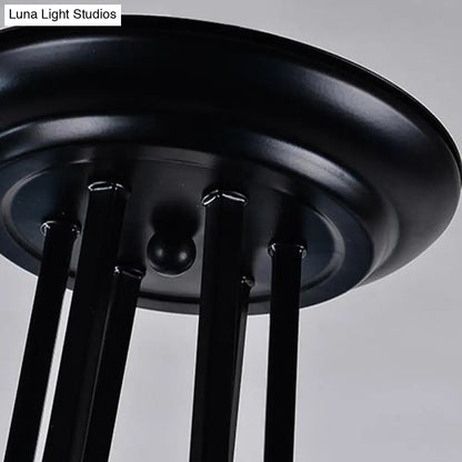 Lámpara colgante de techo cónica de cristal azul esmerilado estilo barroco - Negra con 3/6/8 luces, 45,7/70/82,6 cm de ancho