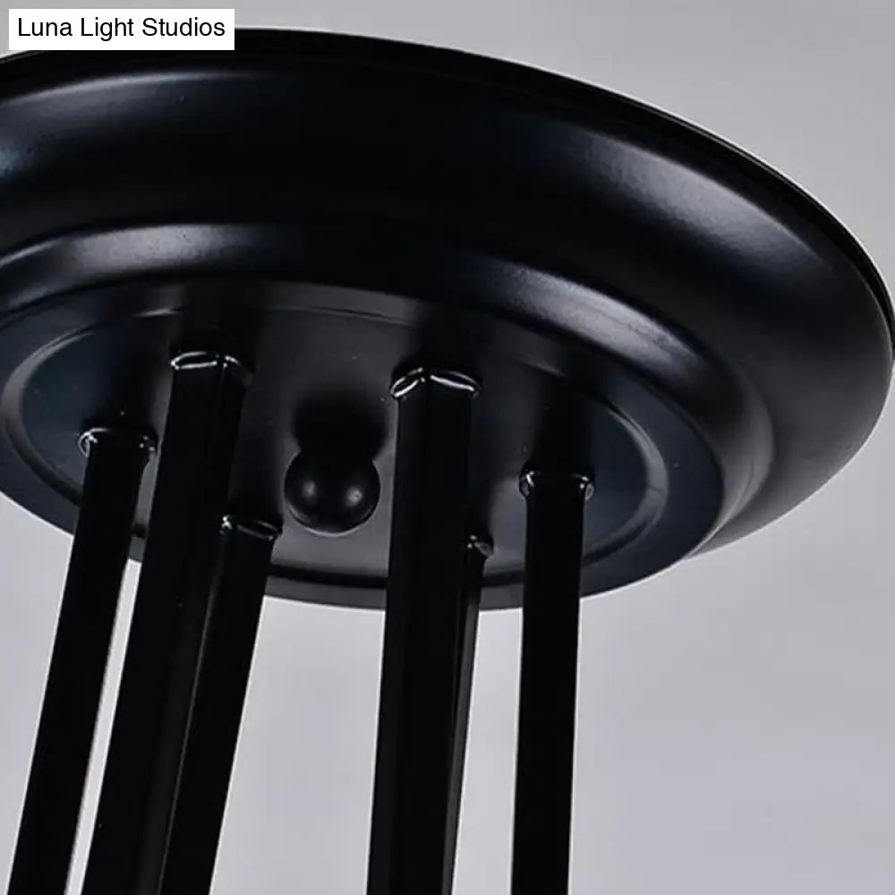 Lámpara colgante de techo cónica de cristal azul esmerilado estilo barroco - Negra con 3/6/8 luces, 45,7/70/82,6 cm de ancho