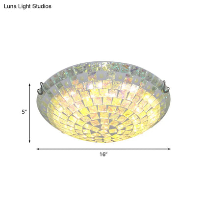 DecorBites™ DecorBites™ Baroque Blue Glass Bowl Ceiling Light - 2/3 Lights Square-Cut Flush Mount Lamp for Bedroom - 12"/16" Wide