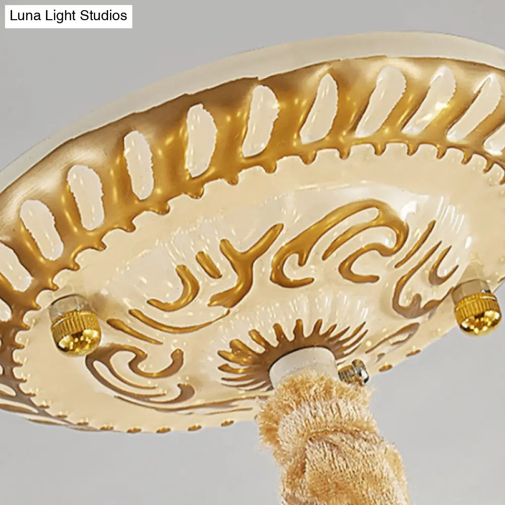 Lámpara colgante barroca con brazo curvo - Araña de cristal de colores de 3 luces en azul