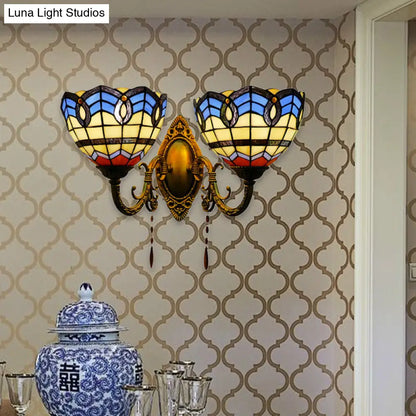 Aplique de pared estilo barroco: vitral, 2 luces, para sala de estar