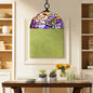 Baroque Butterfly Suspension Lamp - 1-Head Yellow/Purple Stained Glass Ceiling Light - 12"/16" Wide