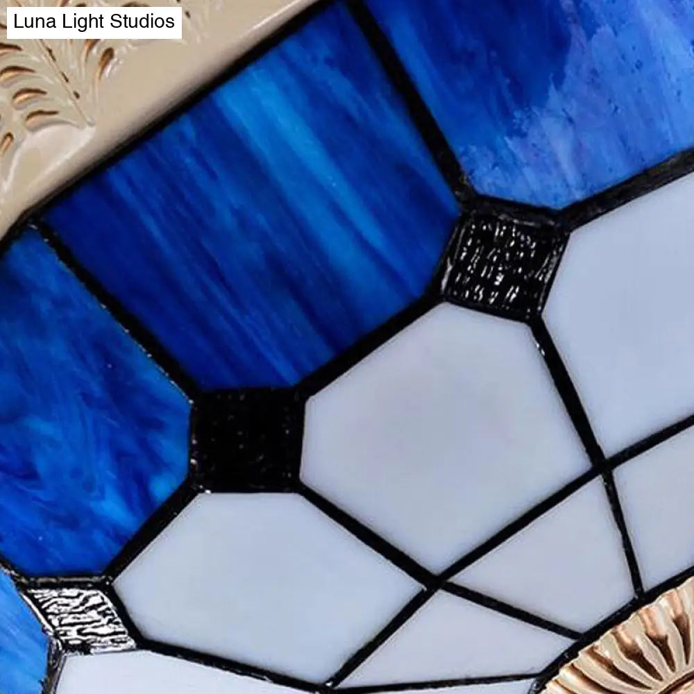 Lámpara de araña colgante de cristal tallado estilo barroco - 3/5 luces en naranja/azul - Brazo curvo - 19"/19.5"