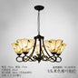 Baroque Hanging Chandelier with Scalloped Glass Shades and Curved Arm - 3/5 Lights in White, Yellow, or Beige - Suspension Lighting for Living Room