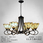 Baroque Hanging Chandelier with Scalloped Glass Shades and Curved Arm - 3/5 Lights in White, Yellow, or Beige - Suspension Lighting for Living Room