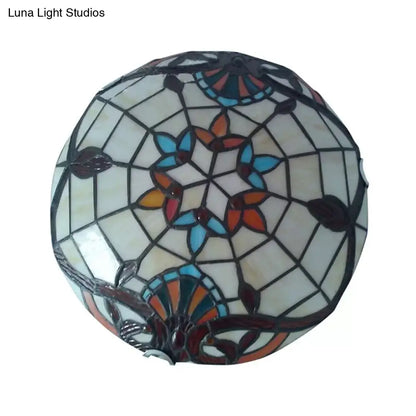 DecorBites™ DecorBites™ Baroque Stained Glass Ceiling Light with Jewel Decoration - Flush Mount Bowl Shade