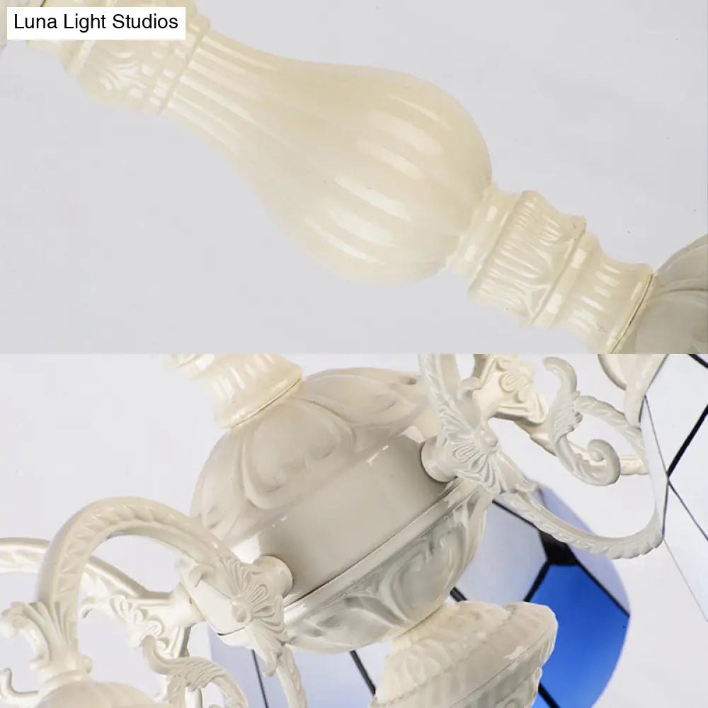 DecorBites™ DecorBites™ Baroque Stained Glass Chandelier with Bowl Shade - Elegant Pendant Light for Dining Room (3/5 Bulb Options) + Metal Chain