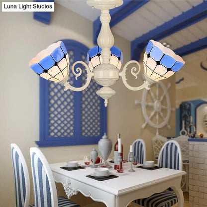 DecorBites™ DecorBites™ Baroque Stained Glass Chandelier with Bowl Shade - Elegant Pendant Light for Dining Room (3/5 Bulb Options) + Metal Chain