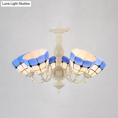 DecorBites™ DecorBites™ Baroque Stained Glass Chandelier with Bowl Shade - Elegant Pendant Light for Dining Room (3/5 Bulb Options) + Metal Chain