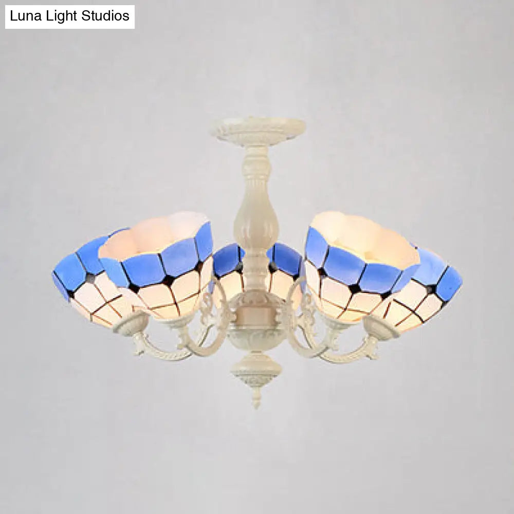 DecorBites™ DecorBites™ Baroque Stained Glass Chandelier with Bowl Shade - Elegant Pendant Light for Dining Room (3/5 Bulb Options) + Metal Chain