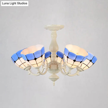 DecorBites™ DecorBites™ Baroque Stained Glass Chandelier with Bowl Shade - Elegant Pendant Light for Dining Room (3/5 Bulb Options) + Metal Chain