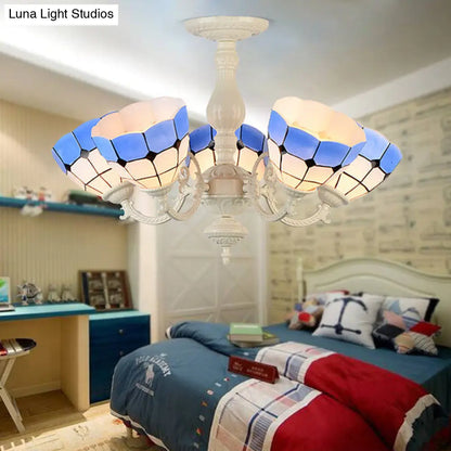 DecorBites™ DecorBites™ Baroque Stained Glass Chandelier with Bowl Shade - Elegant Pendant Light for Dining Room (3/5 Bulb Options) + Metal Chain