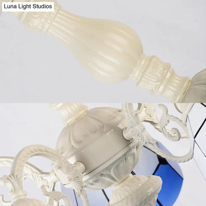 DecorBites™ DecorBites™ Baroque Stained Glass Chandelier with Bowl Shade - Elegant Pendant Light for Dining Room (3/5 Bulb Options) + Metal Chain