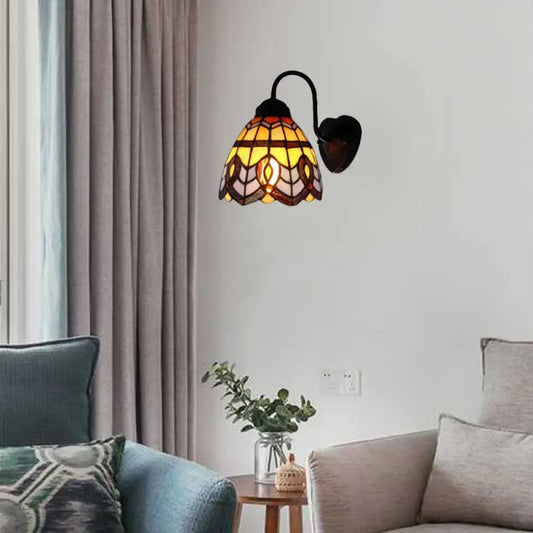 مصباح حائط على شكل قبة من الزجاج الملون على الطراز الباروكي: مصباح حائط أزرق برأس واحد لغرفة المعيشة