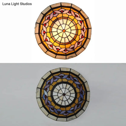 Lámpara de techo empotrada DecorBites™ de vitral barroco: Lámpara de techo tipo bol azul/amarillo para sala de estar