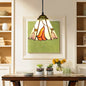 Baroque Stained Glass Pendant Light in Orange Pink for Dining Room