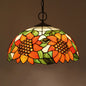 Baroque Style Black Stained Glass Chandelier Pendant Light with 3 Bulbs and Petal Pattern