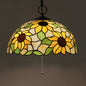 Baroque Style Black Stained Glass Chandelier Pendant Light with 3 Bulbs and Petal Pattern