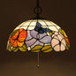 Baroque Style Black Stained Glass Chandelier Pendant Light with 3 Bulbs and Petal Pattern