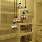 Baroque Style Glass Bell Cascade Pendant Light - Blue/Beige Glass Shade for Dining Room Lighting