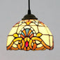 Baroque Style Stained Glass Dome Pendant Light with Hanging Cord