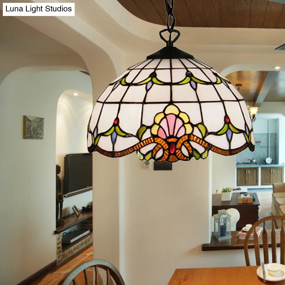 Baroque White Hand Cut Glass Pendant Light with Down Lighting for Bedroom