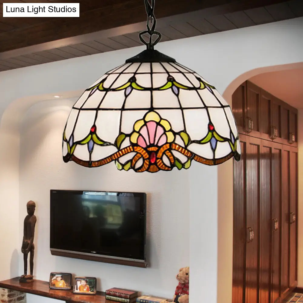 Baroque White Hand Cut Glass Pendant Light with Down Lighting for Bedroom