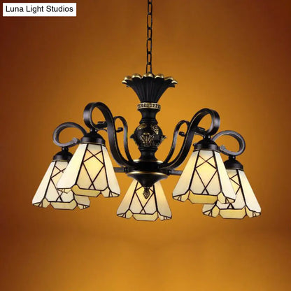 Baroque Yellow Glass Cone Chandelier - 5/6/8 Lights - Black Ceiling Suspension Lamp