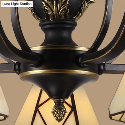 Baroque Yellow Glass Cone Chandelier - 5/6/8 Lights - Black Ceiling Suspension Lamp