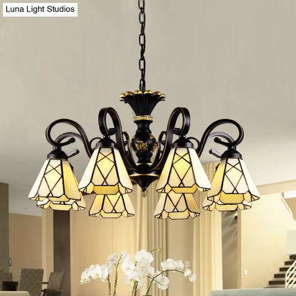 Baroque Yellow Glass Cone Chandelier - 5/6/8 Lights - Black Ceiling Suspension Lamp