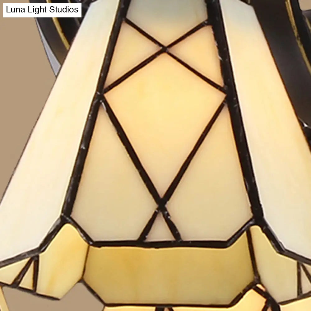 Baroque Yellow Glass Cone Chandelier - 5/6/8 Lights - Black Ceiling Suspension Lamp