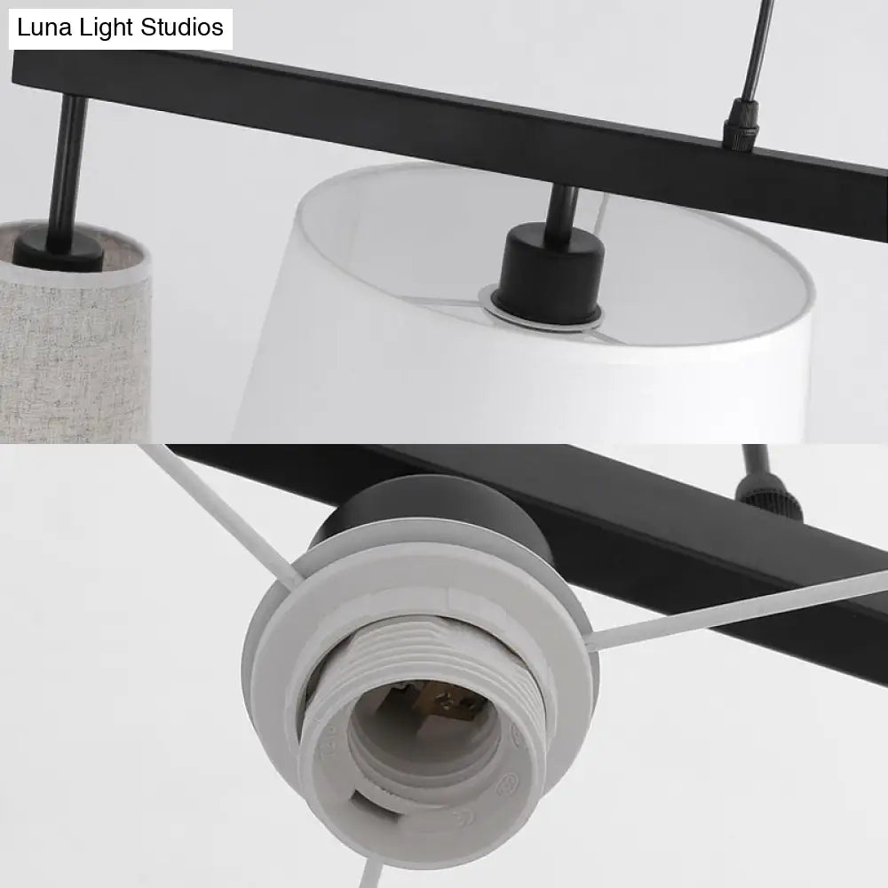 DecorBites™ Barrel Hanging Light Kit - 5-Head Fabric Island Light Fixture in Black and White