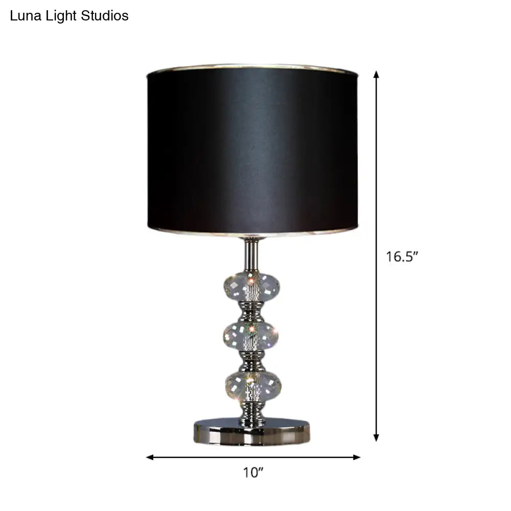 Barrel Nightstand Lighting - 1-Light Reading Lamp in Black/Silver/Gold, Traditional Design with Crystal Column