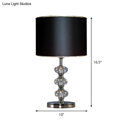 Barrel Nightstand Lighting - 1-Light Reading Lamp in Black/Silver/Gold, Traditional Design with Crystal Column