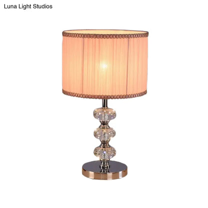 Barrel Nightstand Lighting - 1-Light Reading Lamp in Black/Silver/Gold, Traditional Design with Crystal Column