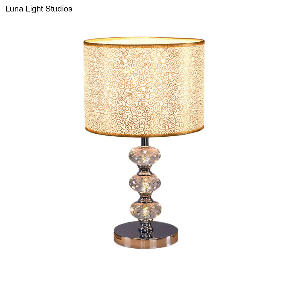 Barrel Nightstand Lighting - 1-Light Reading Lamp in Black/Silver/Gold, Traditional Design with Crystal Column
