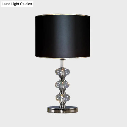 Barrel Nightstand Lighting - 1-Light Reading Lamp in Black/Silver/Gold, Traditional Design with Crystal Column