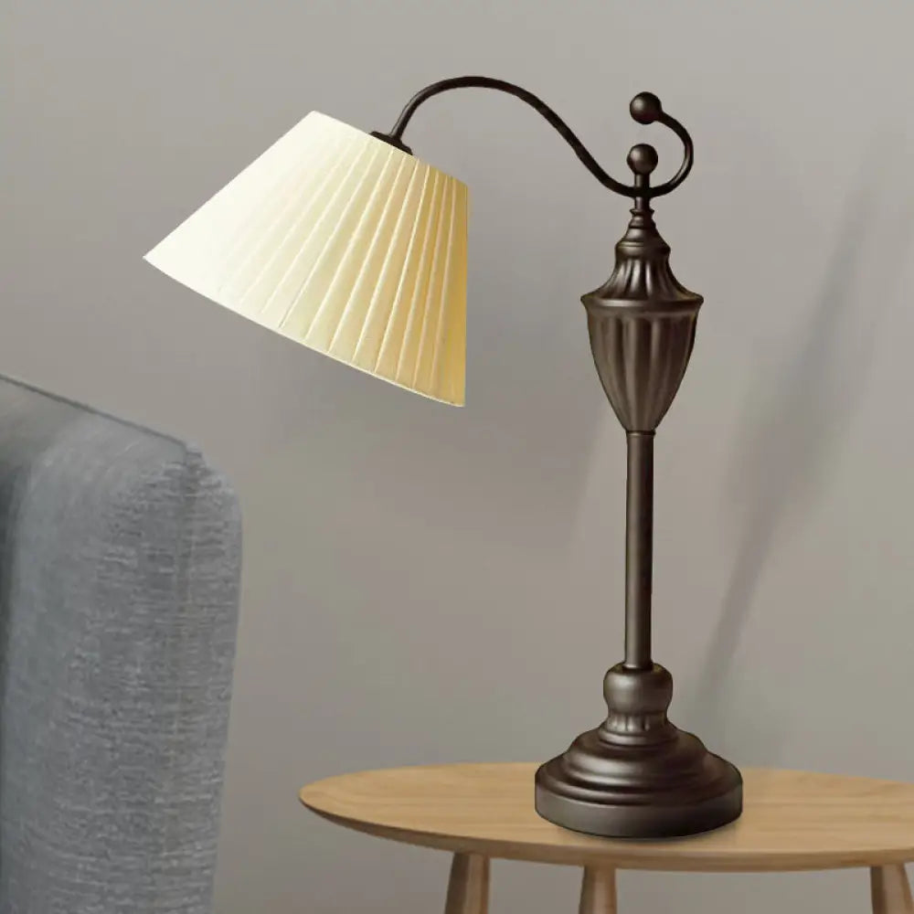 Barrel Shaped Study Light with Fabric Shade - White/Blue/Green - Bedroom Task Lighting