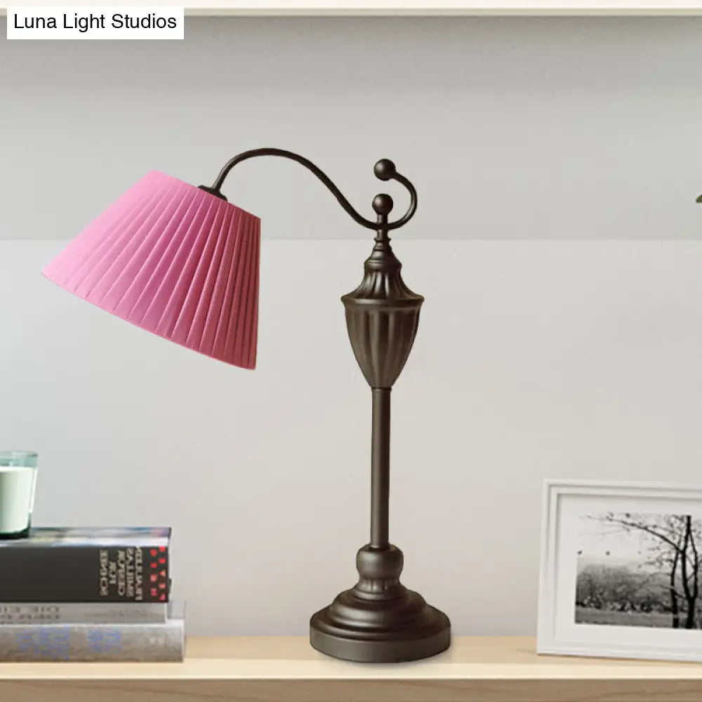 Barrel Shaped Study Light with Fabric Shade - White/Blue/Green - Bedroom Task Lighting