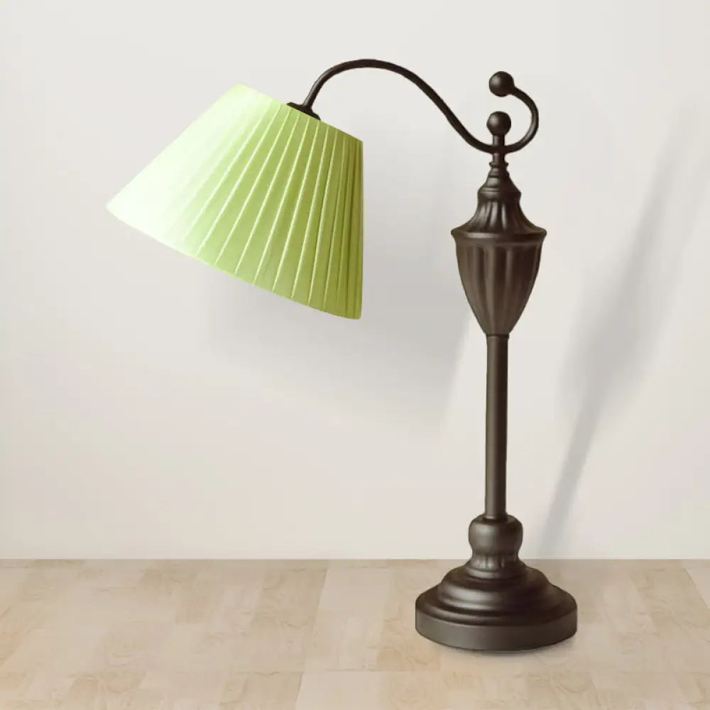 Barrel Shaped Study Light with Fabric Shade - White/Blue/Green - Bedroom Task Lighting