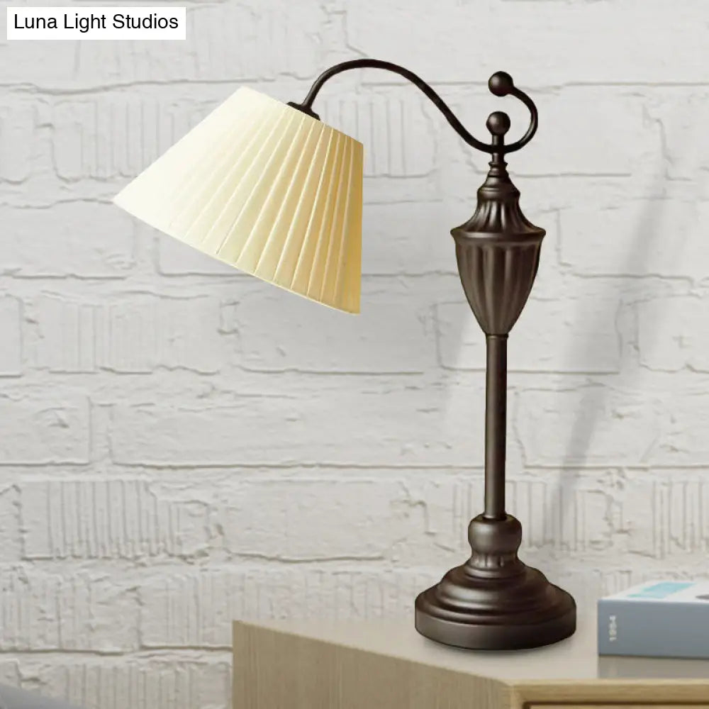 Barrel Shaped Study Light with Fabric Shade - White/Blue/Green - Bedroom Task Lighting