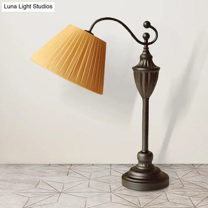 Barrel Shaped Study Light with Fabric Shade - White/Blue/Green - Bedroom Task Lighting