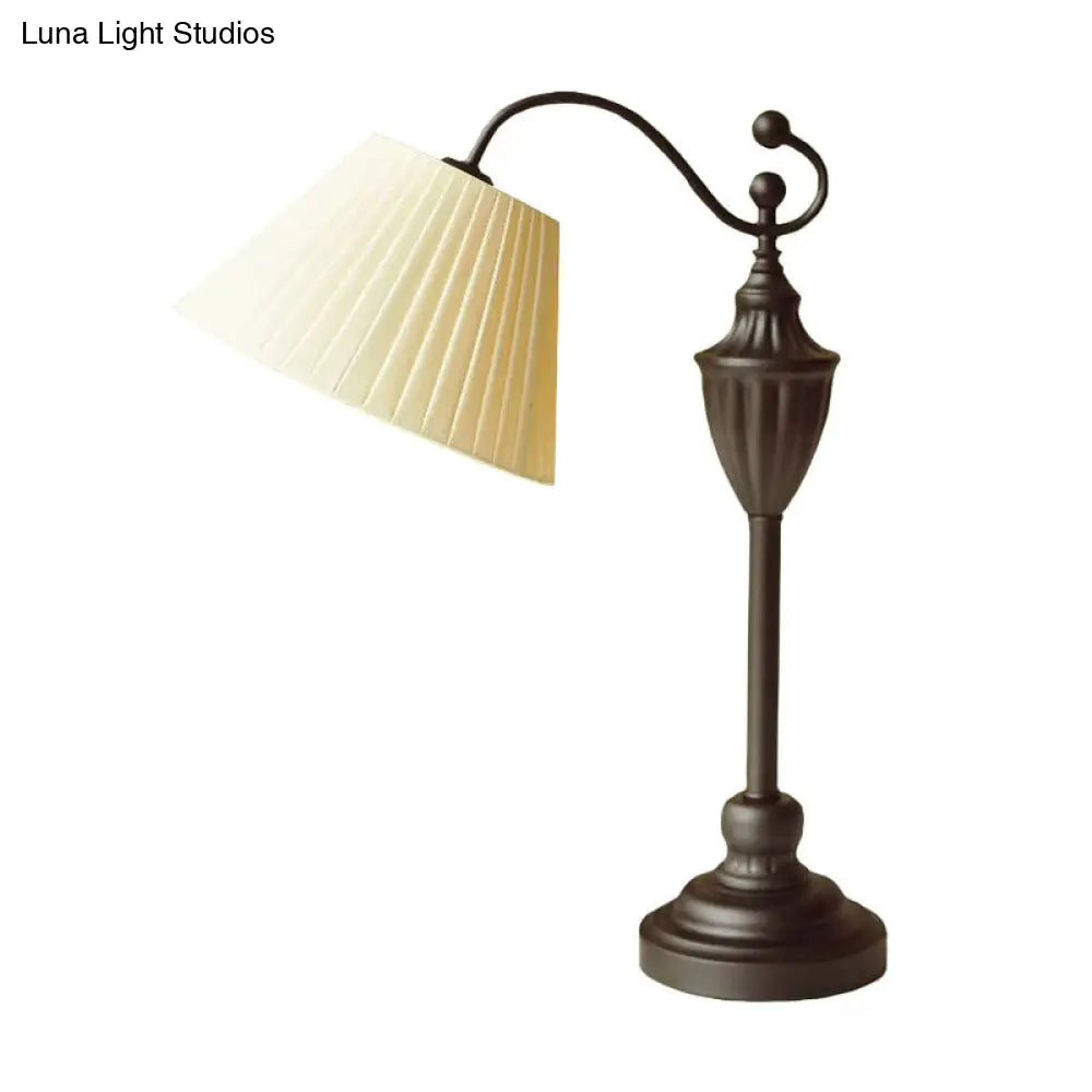 Barrel Shaped Study Light with Fabric Shade - White/Blue/Green - Bedroom Task Lighting