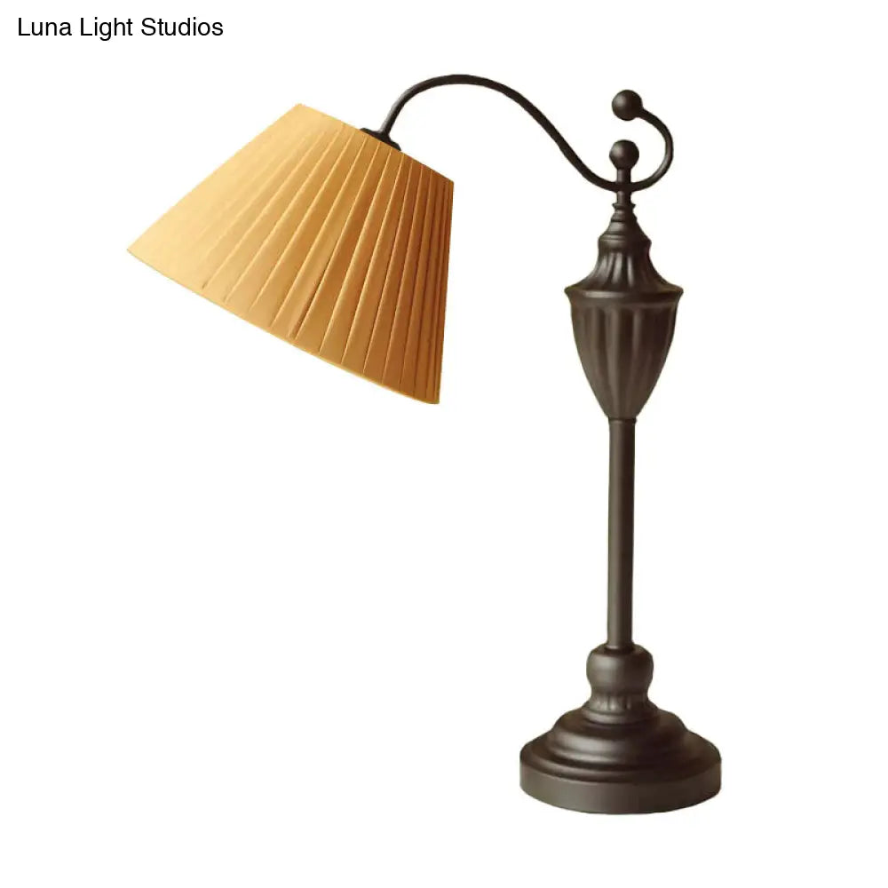 Barrel Shaped Study Light with Fabric Shade - White/Blue/Green - Bedroom Task Lighting