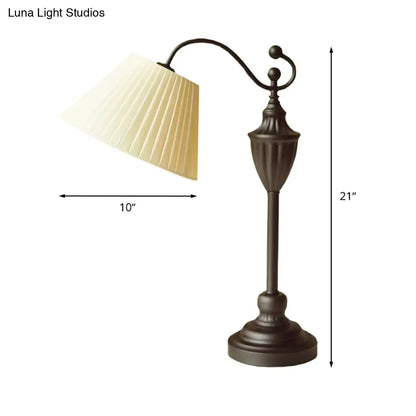 Barrel Shaped Study Light with Fabric Shade - White/Blue/Green - Bedroom Task Lighting